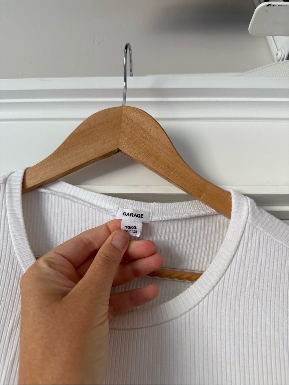 Garage White Ruched Drawstring Ribbed Crop Top - Picture 2 of 2